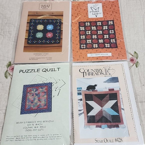 Variety Lot of 4 Quilt Patterns Mixed Templates - Picture 7 of 7